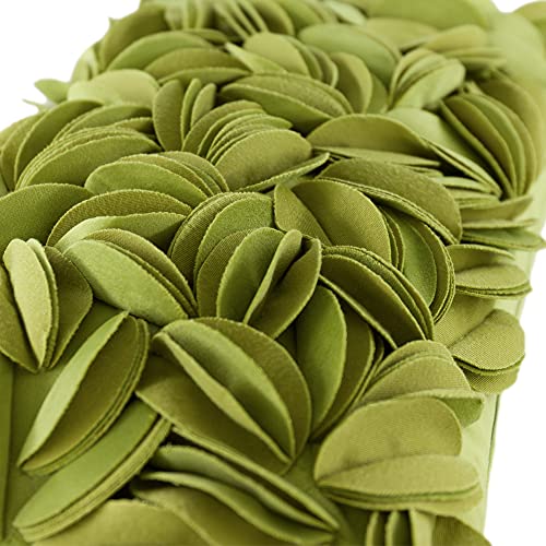 KINGROSE 3D Flower Throw Pillow Cover Floral Decorative Pillowcase Soft Cushion Cover for Bed Couch Sofa Living Room 12 x 20 Inches Velvet Green - Image 3
