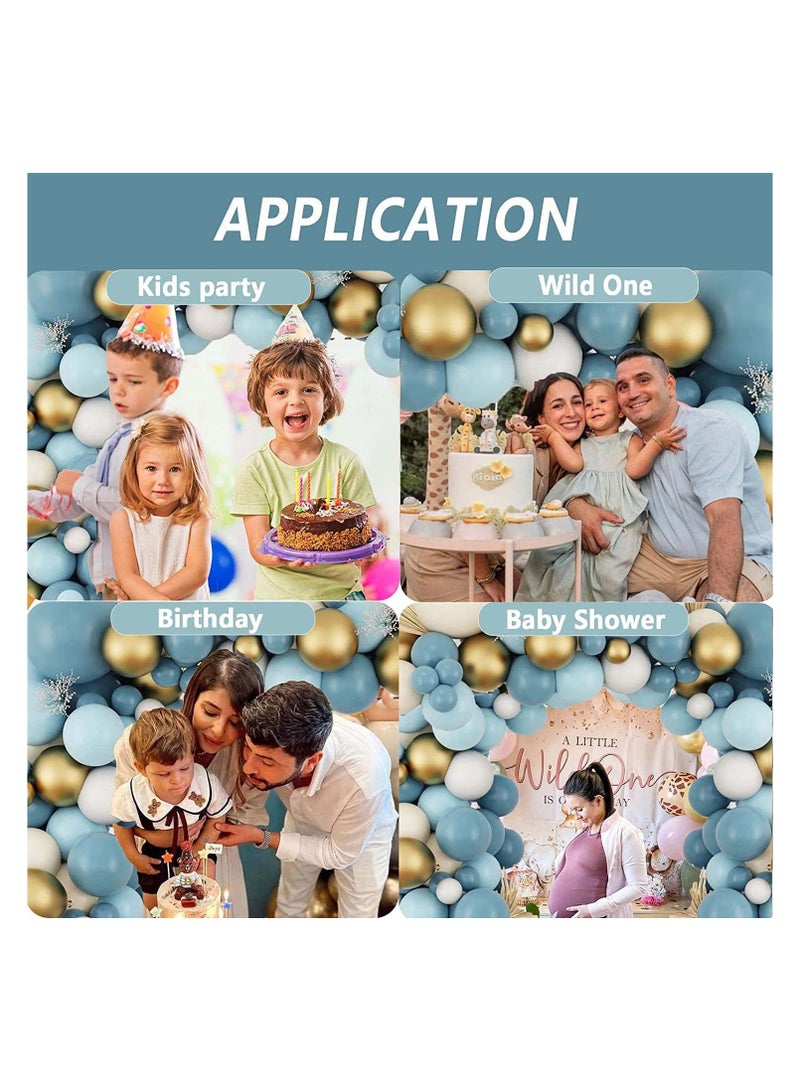 134PCS Balloon Garland Arch Kit Metallic White Blue Latex Balloons Set For Baby Wedding Birthday Party Background Decorations School Opening Ceremon - Image 2