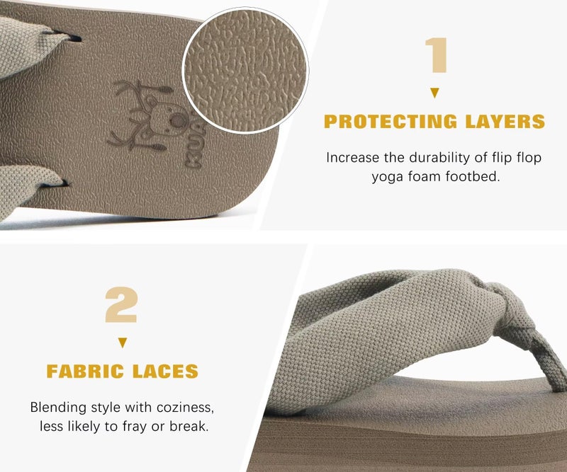 KuaiLu Flip Flops Women Arch Support Yoga Mat Comfortable Summer Beach Walking Thong Cushion Sandals Slip on Outfits Travel Essential Orthotic Slides Indoor Outdoor Slippers Shoes Camel Taupe Size 7.5 - Image 5
