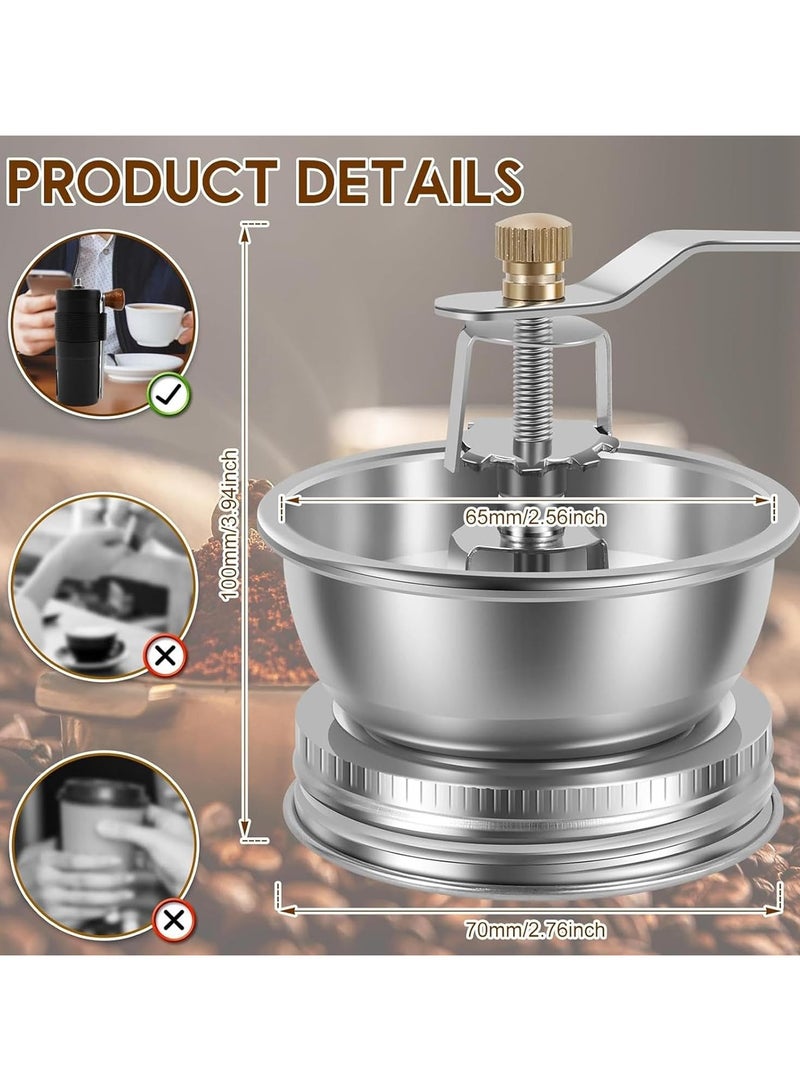 CMGTYYD Mason Jar Coffee Grinder Lid, Coffee Bean Grinder, Manual Coffee Grinder Mill, Stainless Steel, Adjustable Grinding, 100x70mm/3.94x2.76 Inch, for Camping, Trips, Travel - Image 5