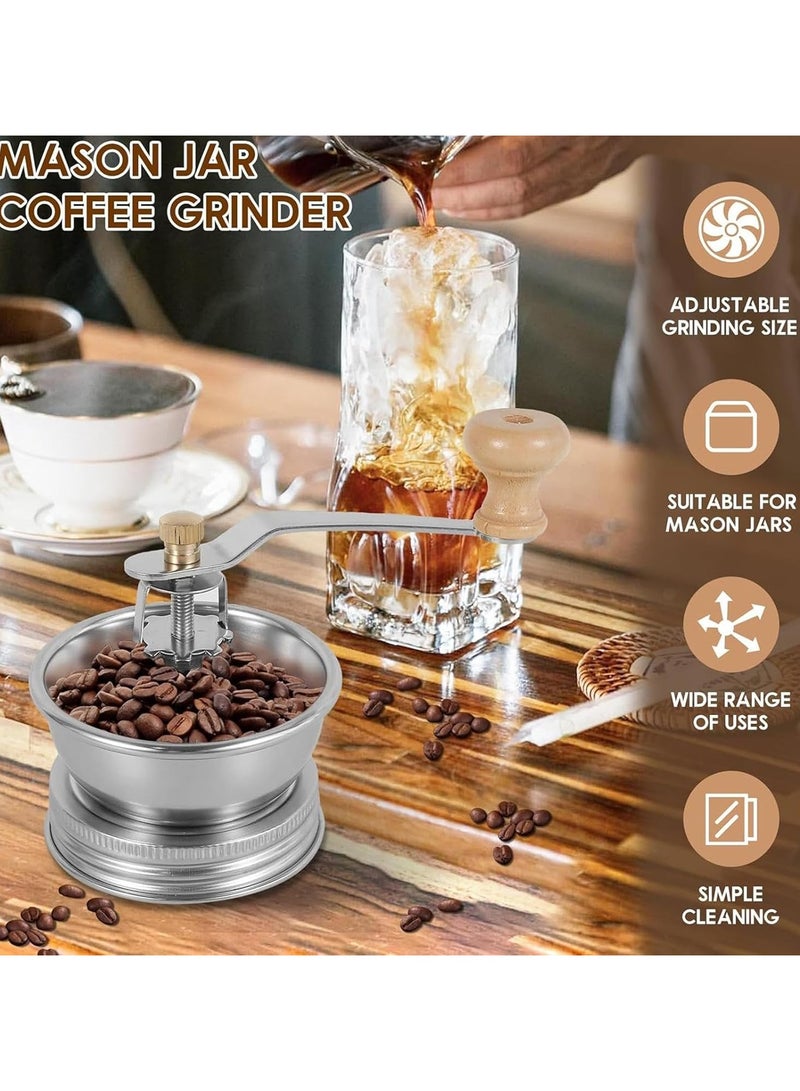 CMGTYYD Mason Jar Coffee Grinder Lid, Coffee Bean Grinder, Manual Coffee Grinder Mill, Stainless Steel, Adjustable Grinding, 100x70mm/3.94x2.76 Inch, for Camping, Trips, Travel - Image 4
