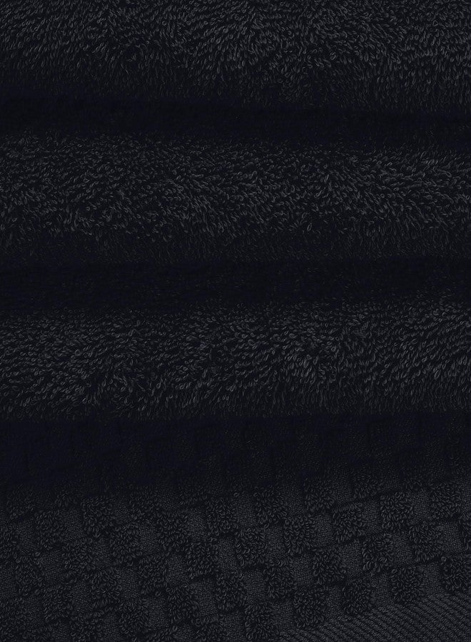 My own مجموعة مناشف قطنية مميزة 6 قطع للحمام، تحتوي على 2 منشفة استحمام 28x55 بوصة، 2 منشفة يد 16x24 بوصة و 2 قطعة غسيل 12x12 بوصة، مثالية للاستخدام اليومي، مدمجة وخفيفة الوزن - سوداء - Image 2