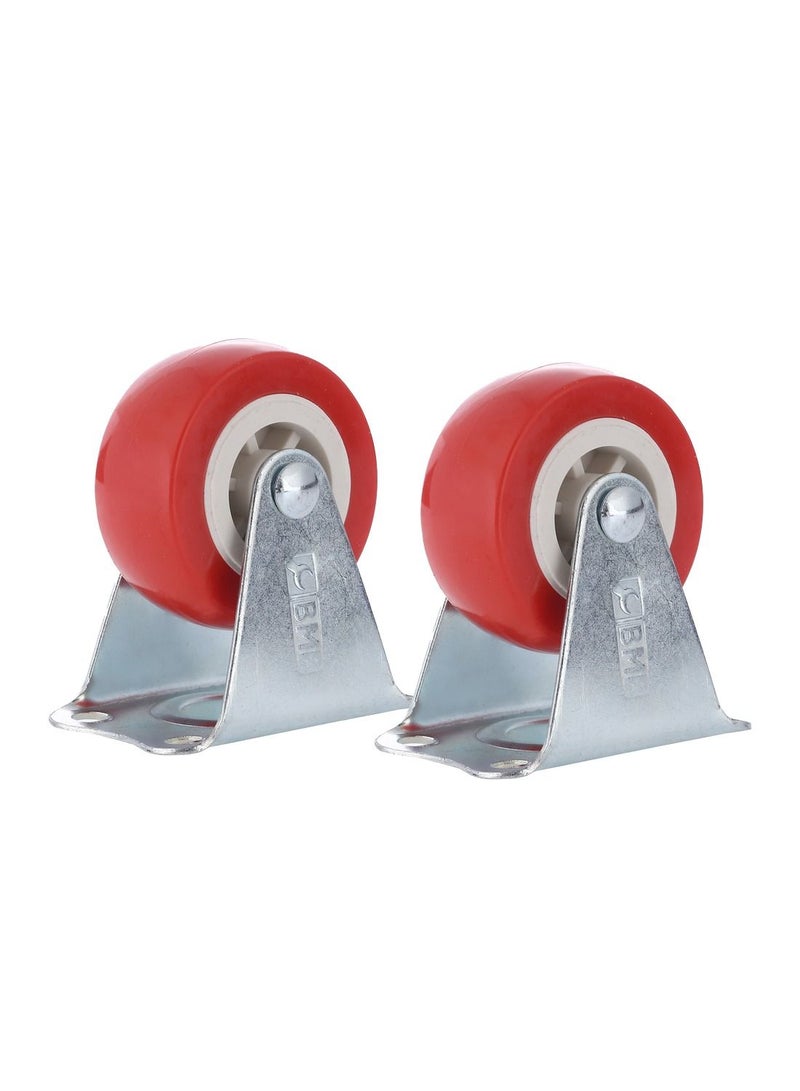 BMB tools 2-Piece 50mm Red PVC Caster - Rigid - Plate - Image 1