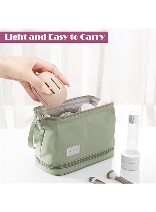 HOOKOR Silicone Makeup Brush Pouch,Portable Make up Brush Holder with Adhesive Tape,Make Up Organizer Bag Case for Woman,Toiletry Organizer for Travel Storagee (khaki) - Image 3