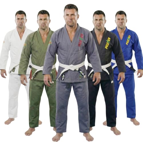 POZTEV Brazilian Jiu Jitsu Gi for Men & Women BJJ Gi Grappling Kimonos Preshrunk Lightweight Fabric Martial Arts Training Uniform With Free White Belt (Grey,A3) - Image 1