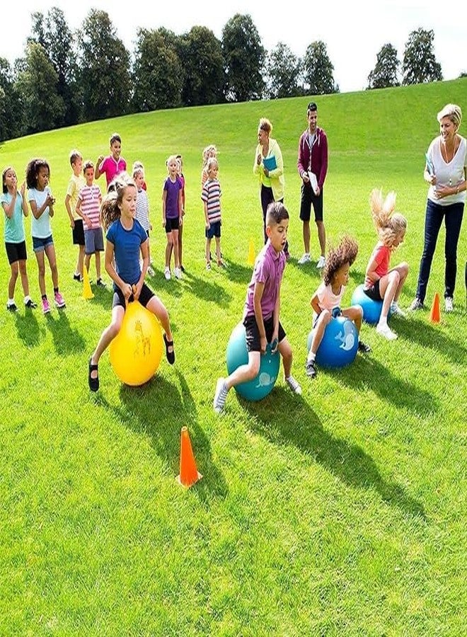 DIPDEY 45cm Inflatable Sit and Bounce Rubber Hop Ball with Manual Air Pump Jumping Bouncer Ball Space Hopper Jump and Bounce Handle Ride-on Toy Bouncy for boy & Girls(Multicolor) - Image 4