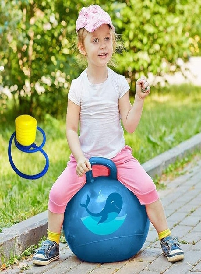 DIPDEY 45cm Inflatable Sit and Bounce Rubber Hop Ball with Manual Air Pump Jumping Bouncer Ball Space Hopper Jump and Bounce Handle Ride-on Toy Bouncy for boy & Girls(Multicolor) - Image 2