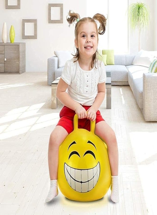 DIPDEY 45cm Inflatable Sit and Bounce Rubber Hop Ball with Manual Air Pump Jumping Bouncer Ball Space Hopper Jump and Bounce Handle Ride-on Toy Bouncy for boy & Girls(Multicolor) - Image 1