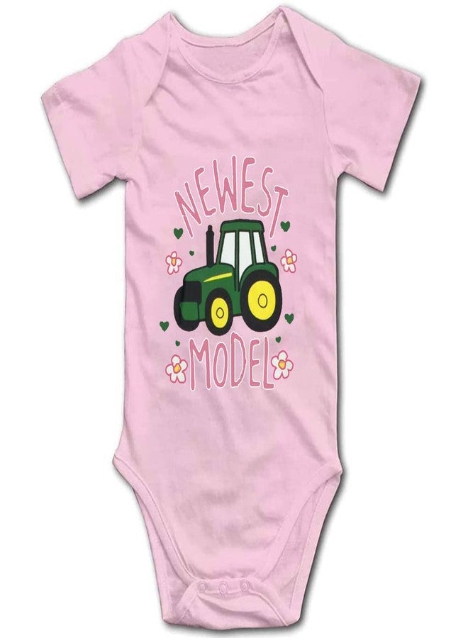 YCICIVDee Baby Bodysuit Green Tractor Model Farmer Baby Tractor Short Sleeve 0-3 Months Pink - Image 1