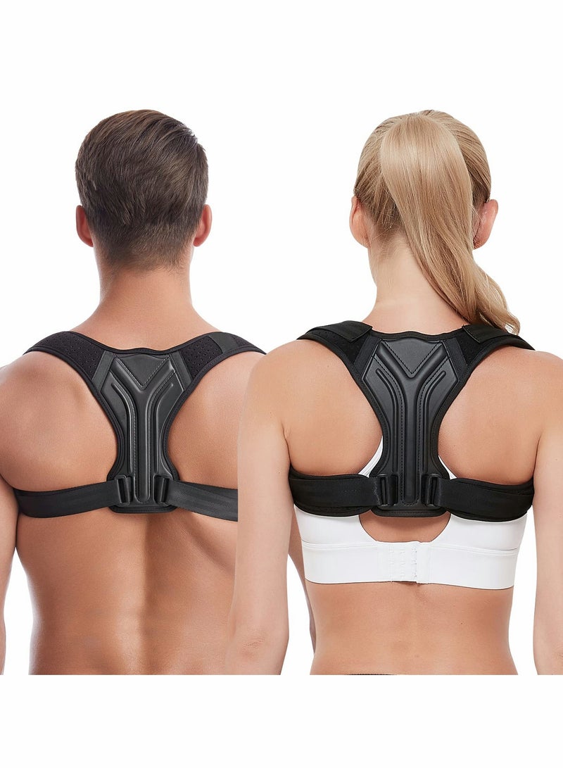 SOLARAE Back Correction Strap, Adjustable Posture Corrector Spine Straightener for Relief of Neck Shoulder Pain Develop Good Seated Standing for Men Women Elderly Teens (Black, S) - Image 1