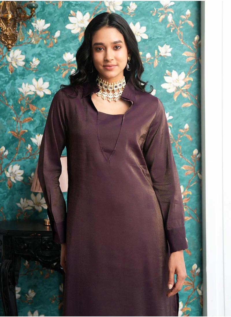 QISSA Women's Grape Purple Dusk Ensemble Kurta Set
