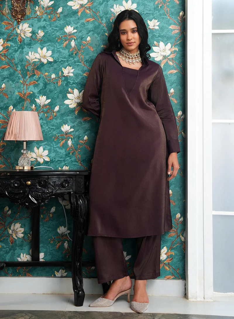 QISSA Women's Grape Purple Dusk Ensemble Kurta Set