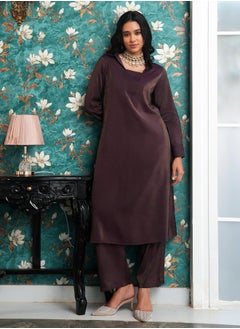  قصة Women's Grape Purple Dusk Ensemble Kurta Set  - Image 5
