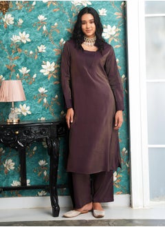  قصة Women's Grape Purple Dusk Ensemble Kurta Set  - Image 2