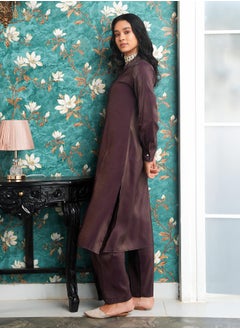  قصة Women's Grape Purple Dusk Ensemble Kurta Set  - Image 3