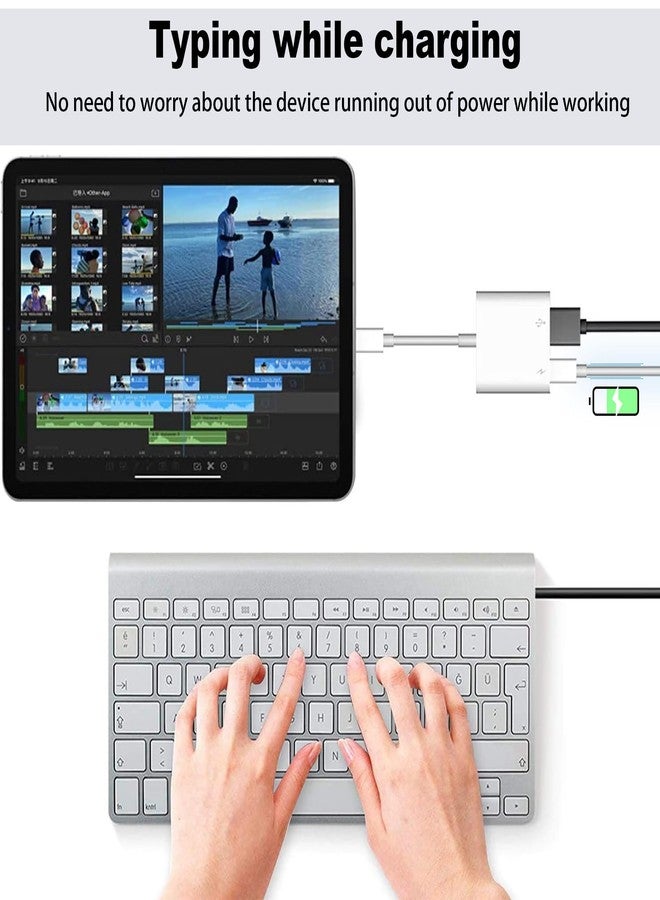محول كاميرا RICHUPON [معتمد من Apple MFi] من Lightning إلى USB لأجهزة iPhone، كابل USB أنثى OTG عالي السرعة مع منفذ شحن لأجهزة iPad لتوصيل قارئ البطاقات، التوصيل والتشغيل - Image 4