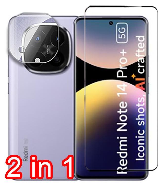 حماية الشاشة والكاميرا 2 في 1 لهاتف Redmi Note 14 Pro+ 5G - واقي أمان شفاف عالي الشفافية مع تغطية كاملة - Image 1
