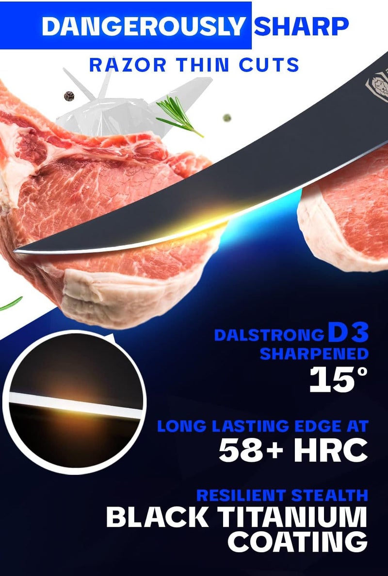 Dalstrong Curved Boning Knife - 6 inch - Shadow Black Series - Black Titanium Nitride Coated - High Carbon 7CR17MOV-X Vacuum Treated Steel - Kitchen Knife - Fillet Knife - Sheath - NSF Certified - Image 2