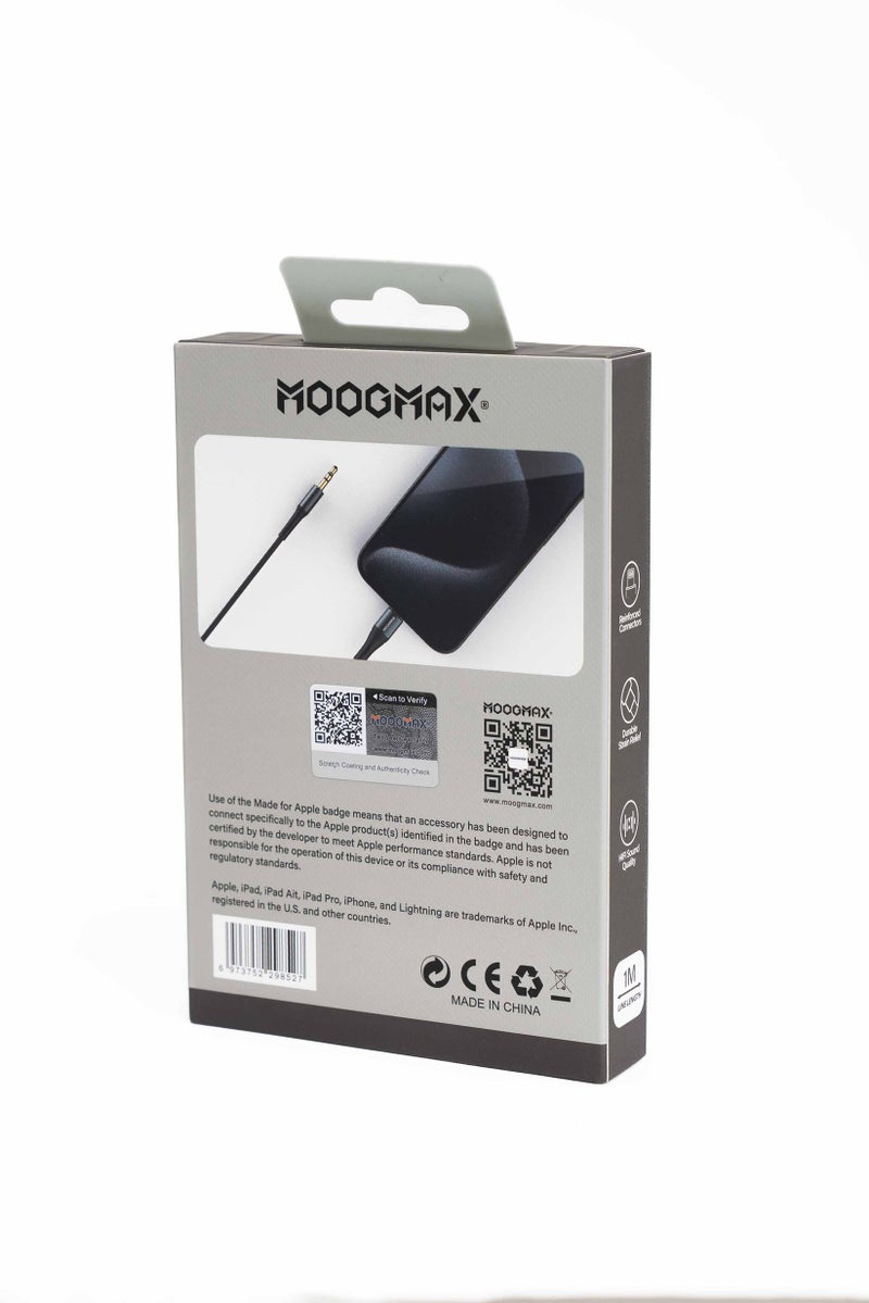 MOOGMAX MX100 1m Type C Aux Cable, Black - Image 3