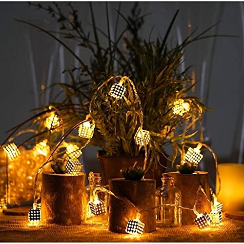 NGEL 16 LED Golden Metal Cube Shape LED Lights Fancy String Light for Home Metal Cube Shape String Light for Diwali Decoration - Image 4