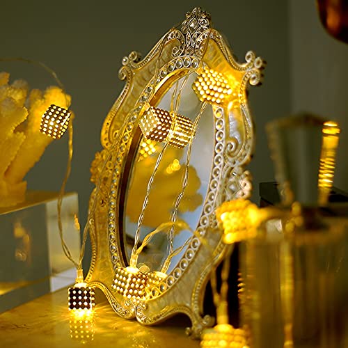 NGEL 16 LED Golden Metal Cube Shape LED Lights Fancy String Light for Home Metal Cube Shape String Light for Diwali Decoration - Image 3
