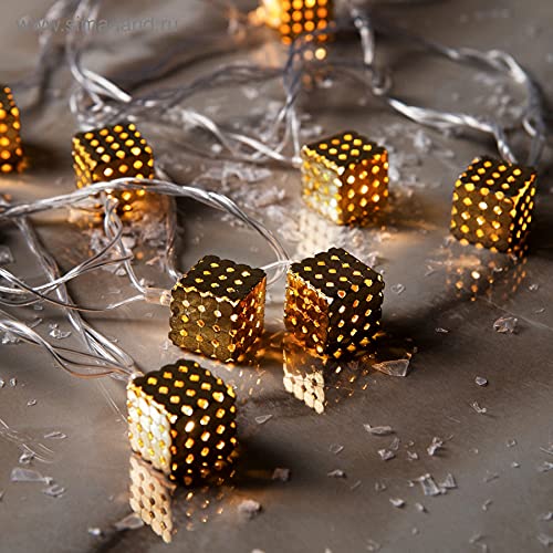 NGEL 16 LED Golden Metal Cube Shape LED Lights Fancy String Light for Home Metal Cube Shape String Light for Diwali Decoration - Image 5