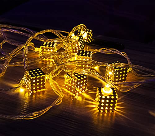 NGEL 16 LED Golden Metal Cube Shape LED Lights Fancy String Light for Home Metal Cube Shape String Light for Diwali Decoration - Image 2