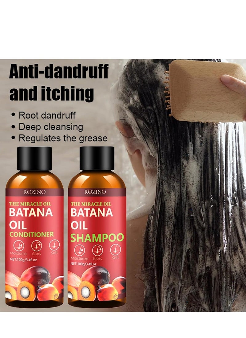 روزينو Batana Oil Shampoo and Conditioner Set, Batana Shampoo for Hair Growth for Thinning Hair and Hair Loss, Hair Growth Shampoo and Conditioner Set for All Style Hair for Men u0026 Women - Image 2