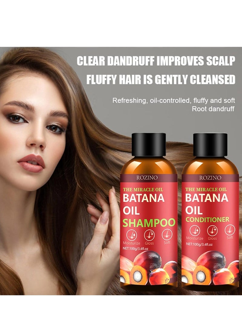 روزينو Batana Oil Shampoo and Conditioner Set, Batana Shampoo for Hair Growth for Thinning Hair and Hair Loss, Hair Growth Shampoo and Conditioner Set for All Style Hair for Men u0026 Women - Image 3