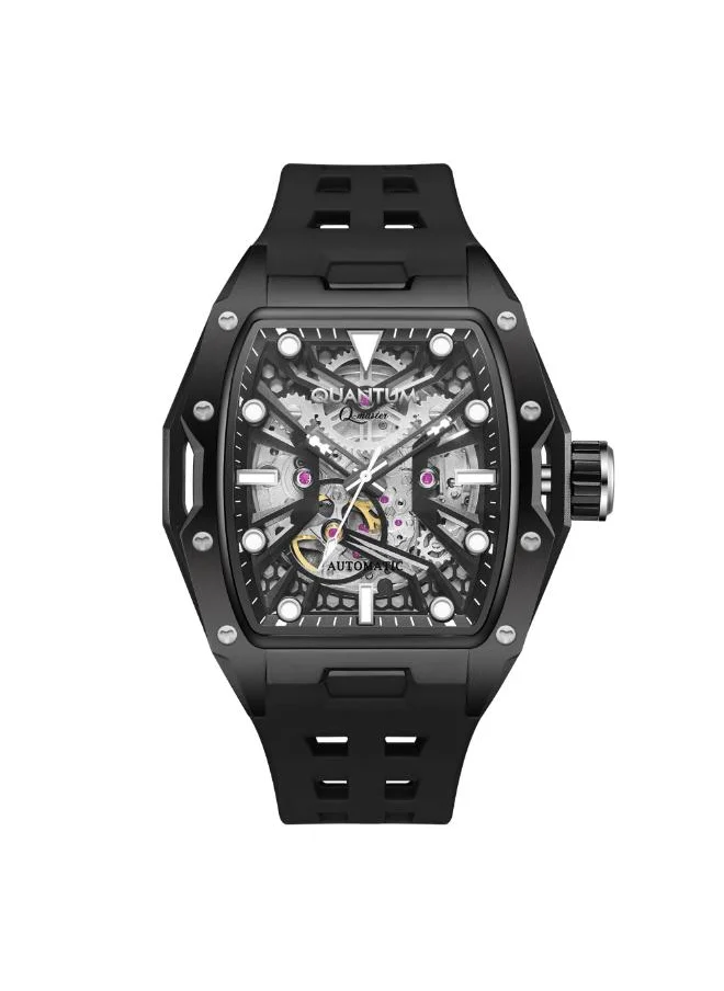 كوانتوم QUANTUM QMG1103.651 Men's Automatic Display Watch & Silicone Strap Black