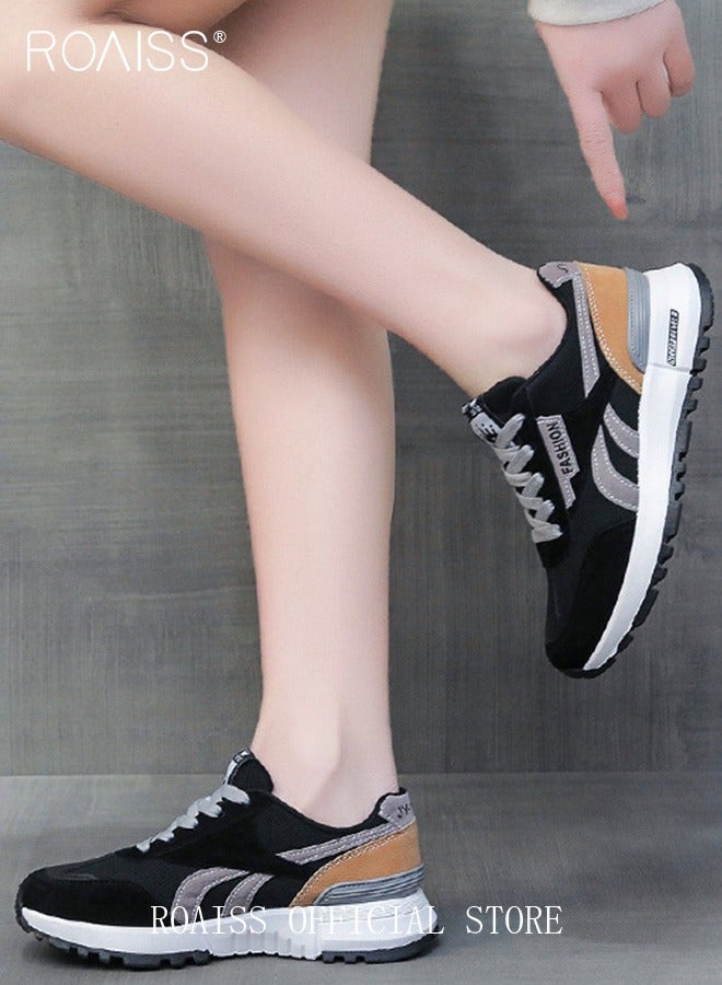 roaiss Ladies Sports Shoes Casual Shoes Sports Breathable and Wear-Resistant Low-Top Sneakers Women's Fashion All-Match Platform Sneakers  - Image 4