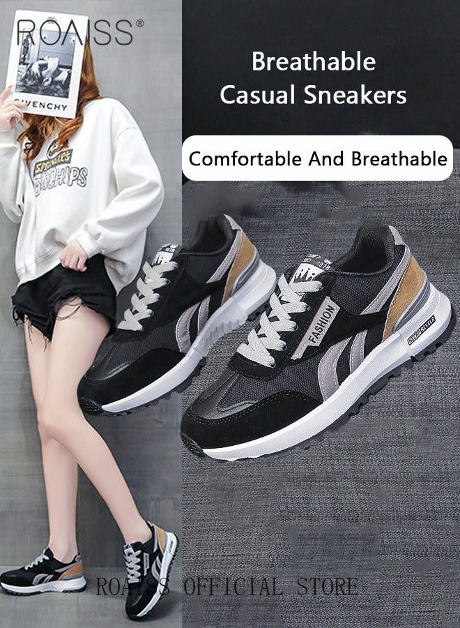 roaiss Ladies Sports Shoes Casual Shoes Sports Breathable and Wear-Resistant Low-Top Sneakers Women's Fashion All-Match Platform Sneakers  - Image 2