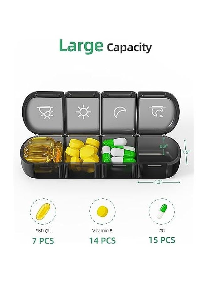 Generic Weekly Pill Organizer 4 Times a Day with a Business Stylish Bag, Portable Pill Box 7 Day with 28 Compartments for Men, Removable Pill Sorters to Store Vitamin, Medication, Fish Oil, Supplements - Image 3