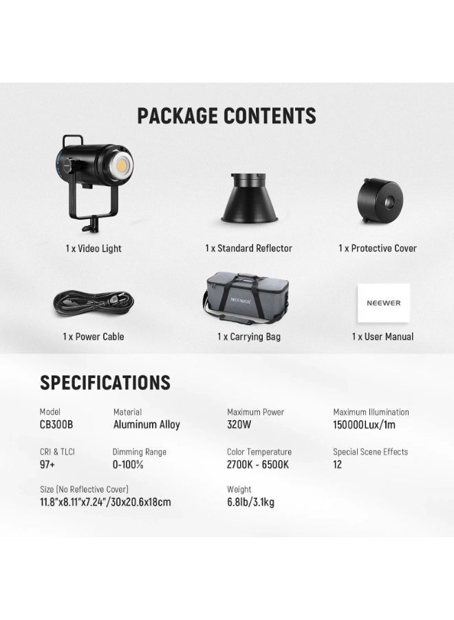 نيوير CB300B 320W Bi-Color LED Video Light - Image 2