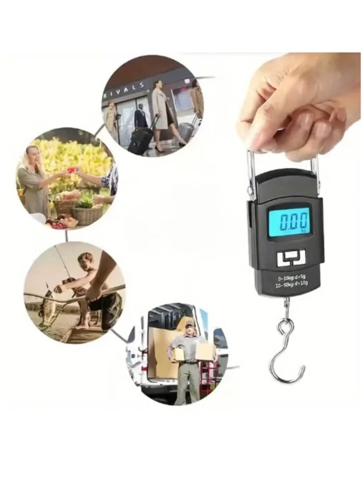 Luggage Scale, 110lb/50kg Luggage Weight Scale with Backlit LCD Display, Digital Fish Scale with Measuring Tape Portable Hanging Scale Suitcase Scale with Handle  Large Hook  2 AAA Batteries - Image 5