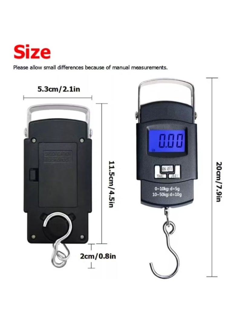 Luggage Scale, 110lb/50kg Luggage Weight Scale with Backlit LCD Display, Digital Fish Scale with Measuring Tape Portable Hanging Scale Suitcase Scale with Handle  Large Hook  2 AAA Batteries - Image 2