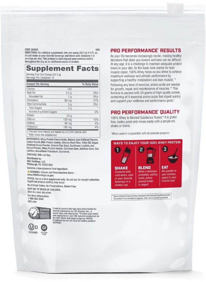 GNC - Pro Performance 100 Whey Cookies And Cream - Image 1