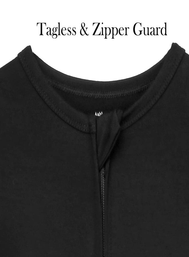 ابلكسيما بيجامات أطفال من Aablexema بسحاب - بيجامات أطفال من الخيزران مع قفازات (أسود، حديثي الولادة) - Image 4