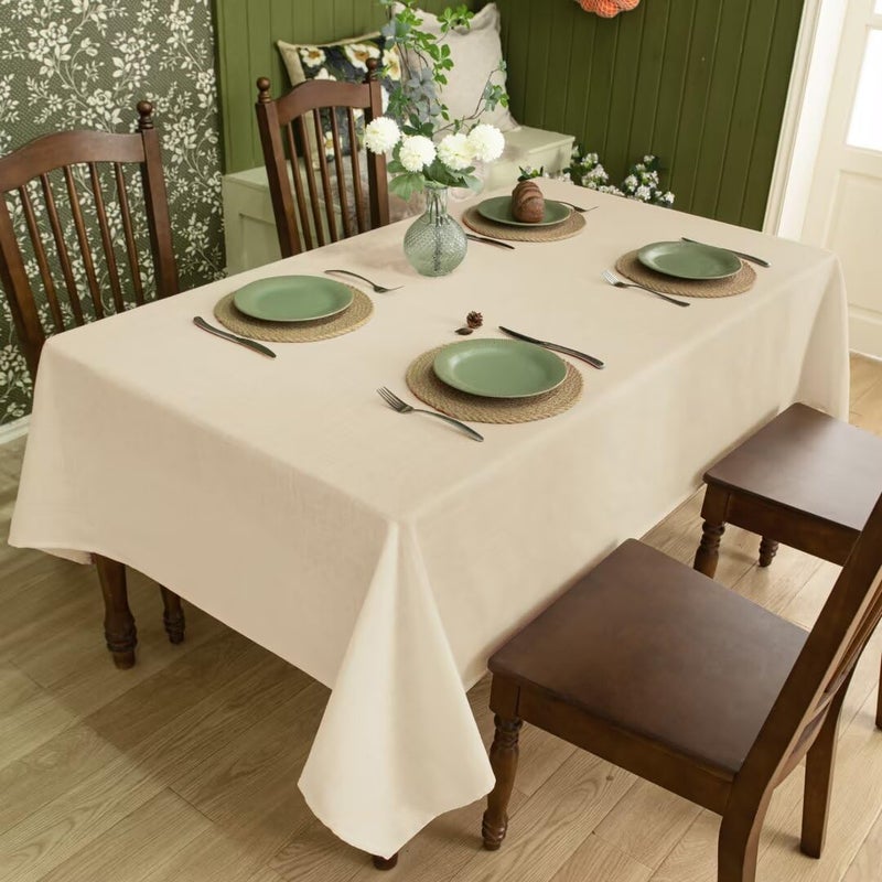 karseteli الكتان الطبيعي المستطيل tablecloth slubby سقوط السقوط خفيفة الوزن قطعة قماش 60 × 84 بوصة مقاومة للبقع مقاومة للبقع مقاومة الغش - Image 2