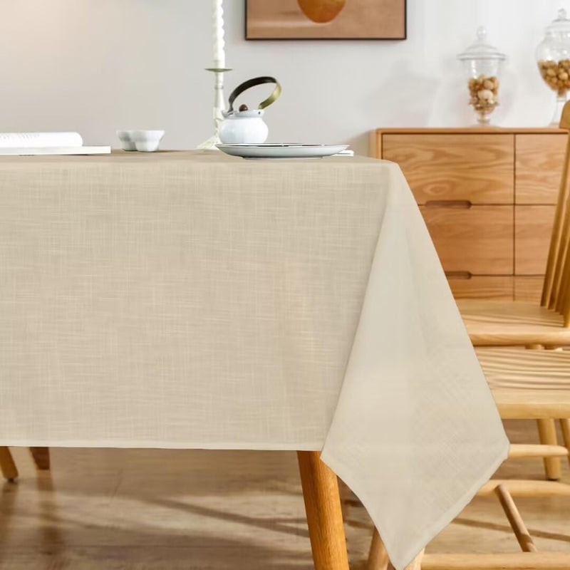 karseteli الكتان الطبيعي المستطيل tablecloth slubby سقوط السقوط خفيفة الوزن قطعة قماش 60 × 84 بوصة مقاومة للبقع مقاومة للبقع مقاومة الغش - Image 1