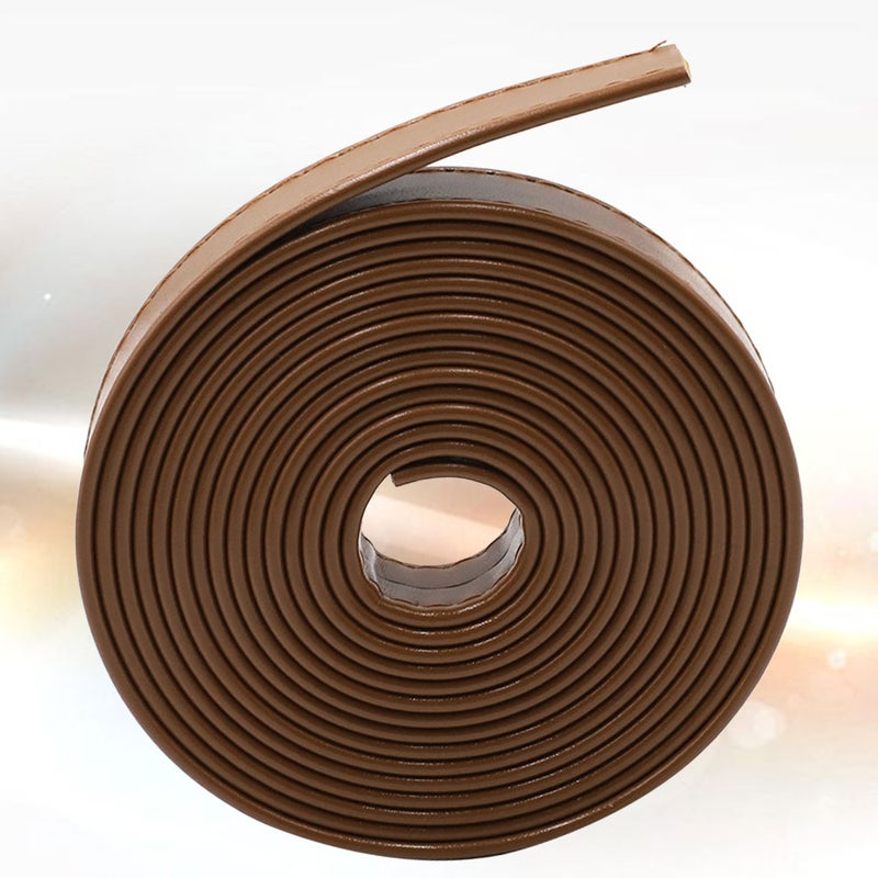 2 Rolls 3 Meters PU Leather DIY Sewing Pouch Leather Strip Accessories Double-side Hemming Strap for Sewing Bag Purse Supplies (Light Brown) - Image 2