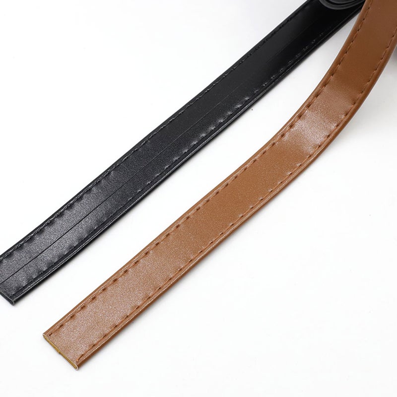 2 Rolls 3 Meters PU Leather DIY Sewing Pouch Leather Strip Accessories Double-side Hemming Strap for Sewing Bag Purse Supplies (Light Brown) - Image 5