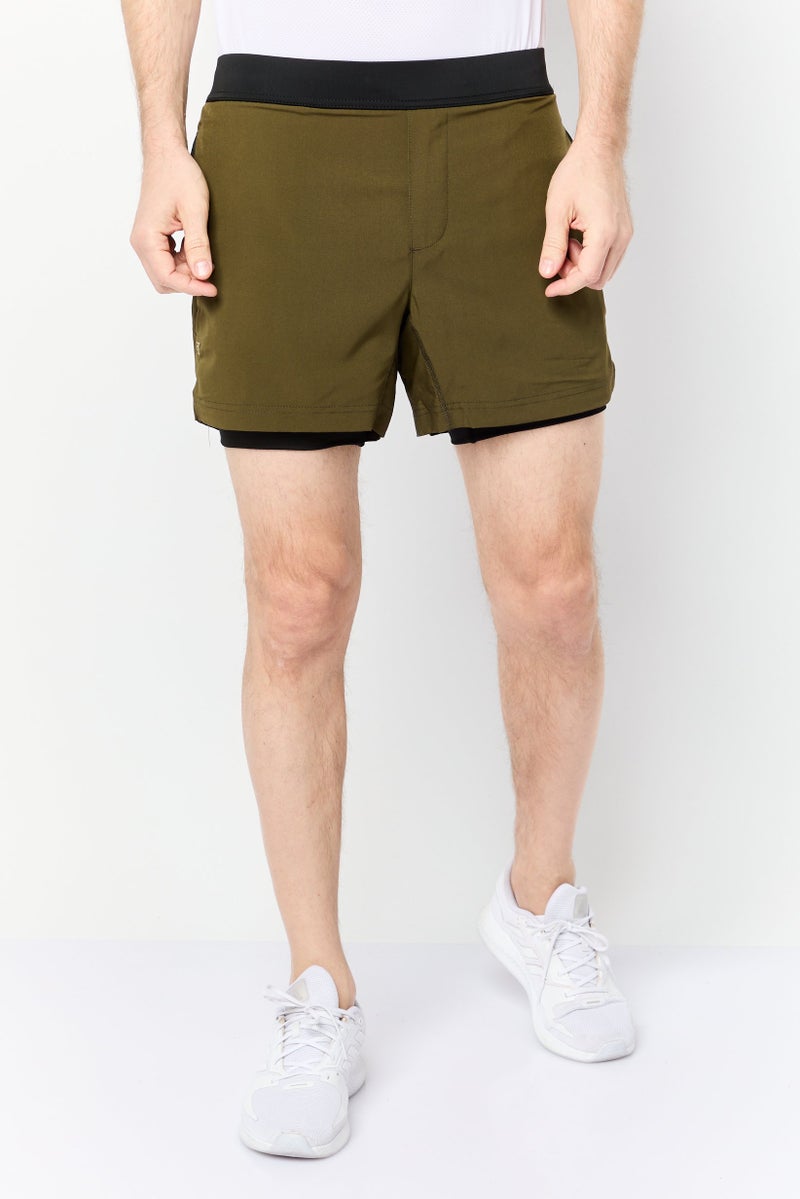 Mister Men Sportswear Fit 5 Inseam Training Shorts, Dark Olive - Image 1