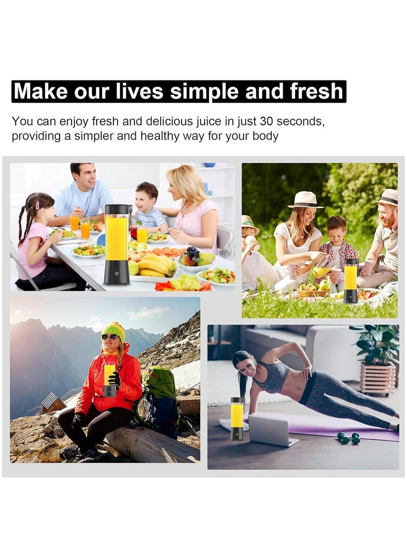 Generic - Portable Blender Smoothie Maker Mini Blender 380ML Multifunction Juicer Cup USB Rechargeable 6 Blades Stainless Steel Personal Blender Easy Clean BPA Free,Used For Fruit Vegetable - Image 1