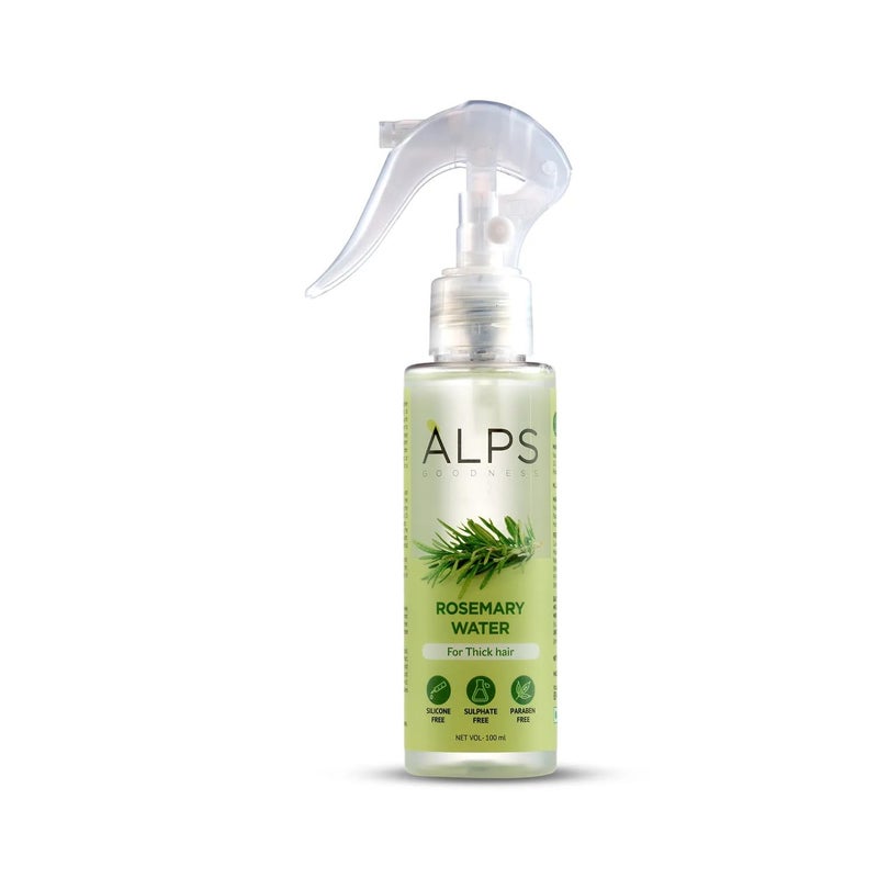 ALPS GOODNESS رذاذ ماء إكليل الجبل من ألبس غودنس لنمو الشعر 100 مل رذاذ شعر لإعادة النمو رذاذ إكليل الجبل يضيف لمعانًا يساعد في تقليل تساقط الشعر عبوة من 2 - Image 1