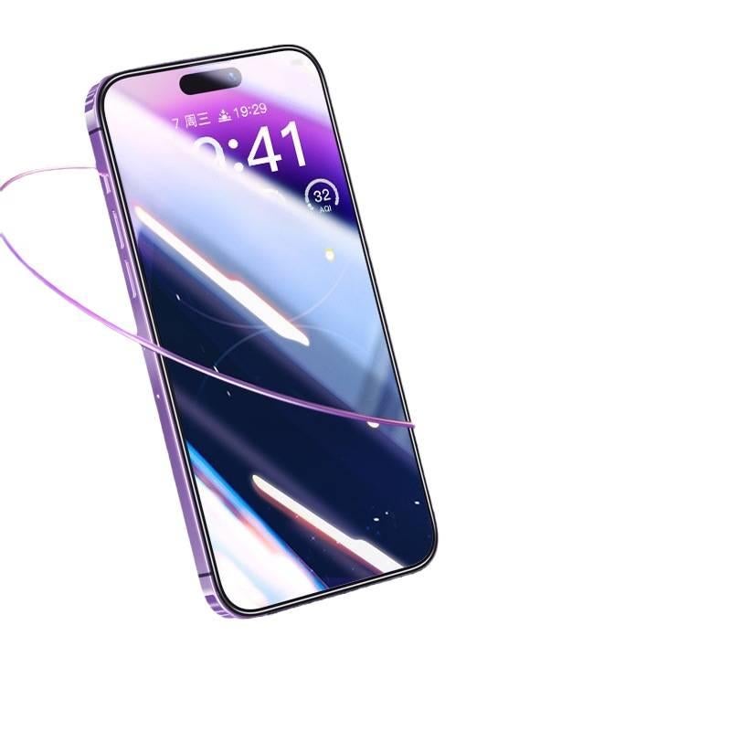 MS غطاء هاتف بGlass لـ iPhone 14 / 14 Plus / 14 Pro / 14 Pro Max مع حماية خصوصية 360 درجة وملمس غير لامع مع مقاوم للصدمات مع مقاومة بصمات الأصابع مع حماية من السقوط باللون أسود باللو. - Image 4