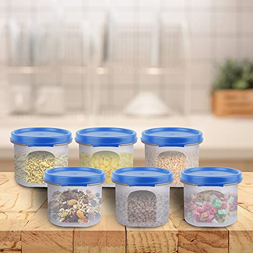 Cutting EDGE Smart Slim Storage Set of 6 – 285ML | Airtight & Leak-Resistant Round Modular Plastic Containers for Pasta, Snacks & Cookies | Stackable, BPA-Free, Refrigerator Safe – Light Blue - Image 3