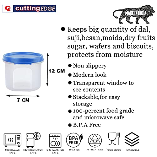 Cutting EDGE Smart Slim Storage Set of 6 – 285ML | Airtight & Leak-Resistant Round Modular Plastic Containers for Pasta, Snacks & Cookies | Stackable, BPA-Free, Refrigerator Safe – Light Blue - Image 2