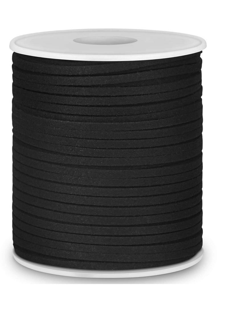 Excefore Leather String Cord, 50 Yards Braided Ornament String, Suitable for Bracelet Making, Lanyard Sting, Jewelry Thread Clay Bead String (2.7 MM Black) - Image 2