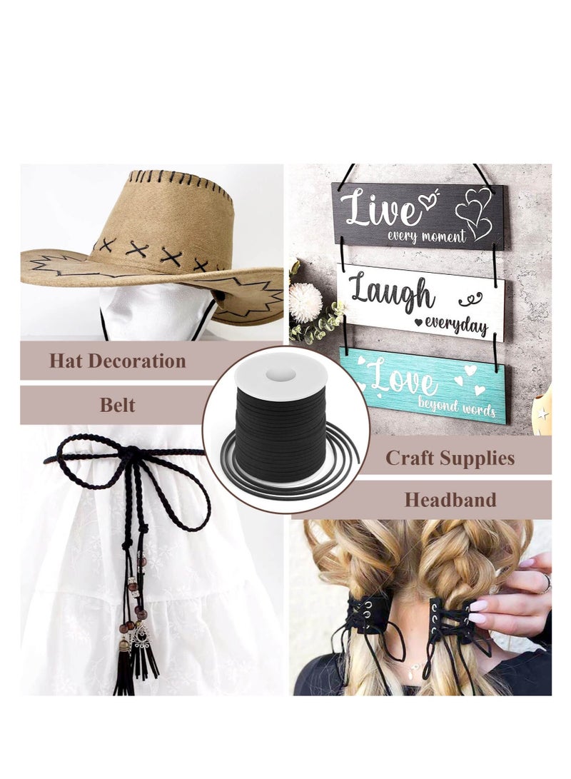 Excefore Leather String Cord, 50 Yards Braided Ornament String, Suitable for Bracelet Making, Lanyard Sting, Jewelry Thread Clay Bead String (2.7 MM Black) - Image 3